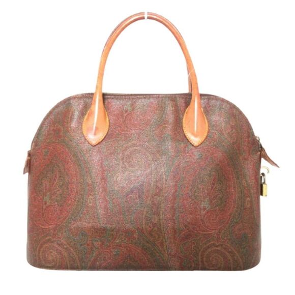 W ETRO MILANO Red Paisley Top Zipper Dome Shaped Hand Bag - Picture 12 of 17